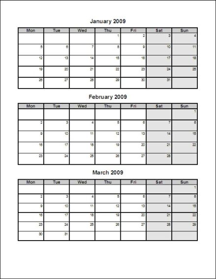 2009 4 Pages Portrait Microsoft Word Calendar 2009 4 Pages Portrait Microsoft Word Calendar