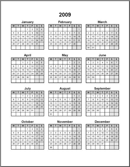 Print 2009 Calendar : Single Page (Annual) : Ask the eConsultant