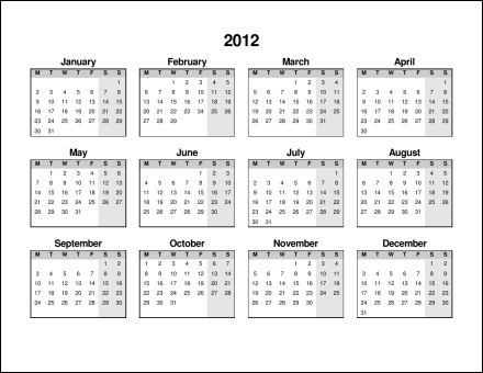 2012 calendar