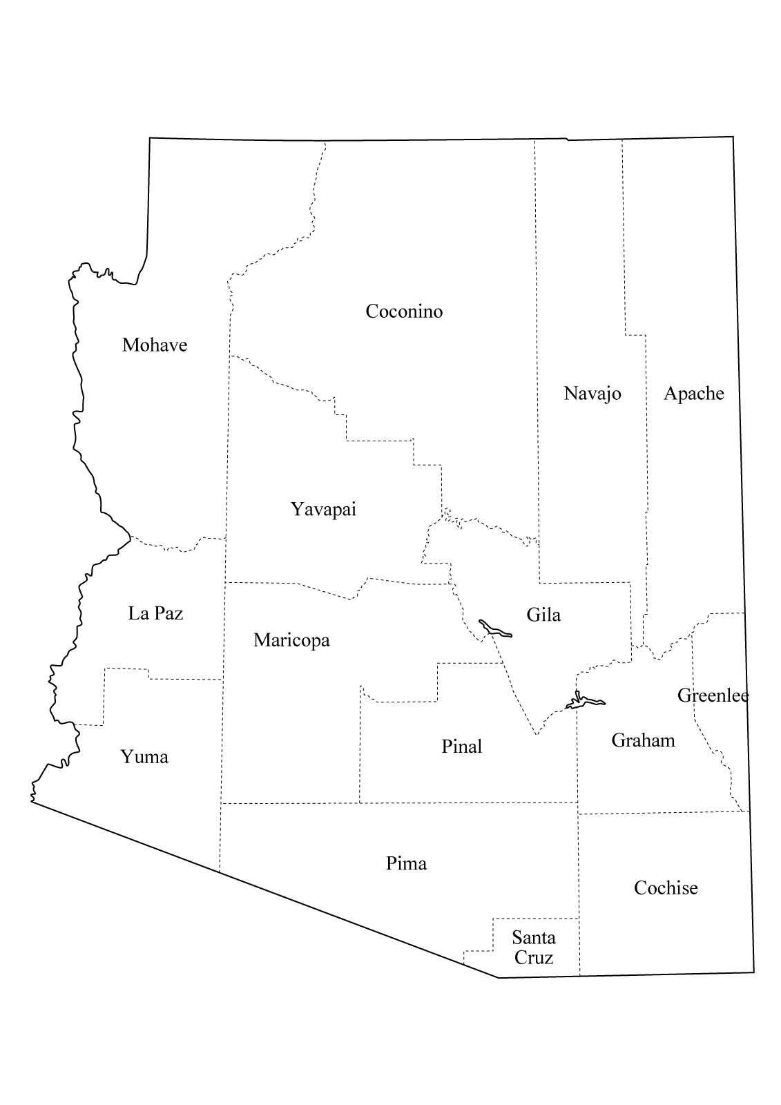 Arizona - Map Outline, Printable State, Shape, Stencil, Pattern arizona state map outline
